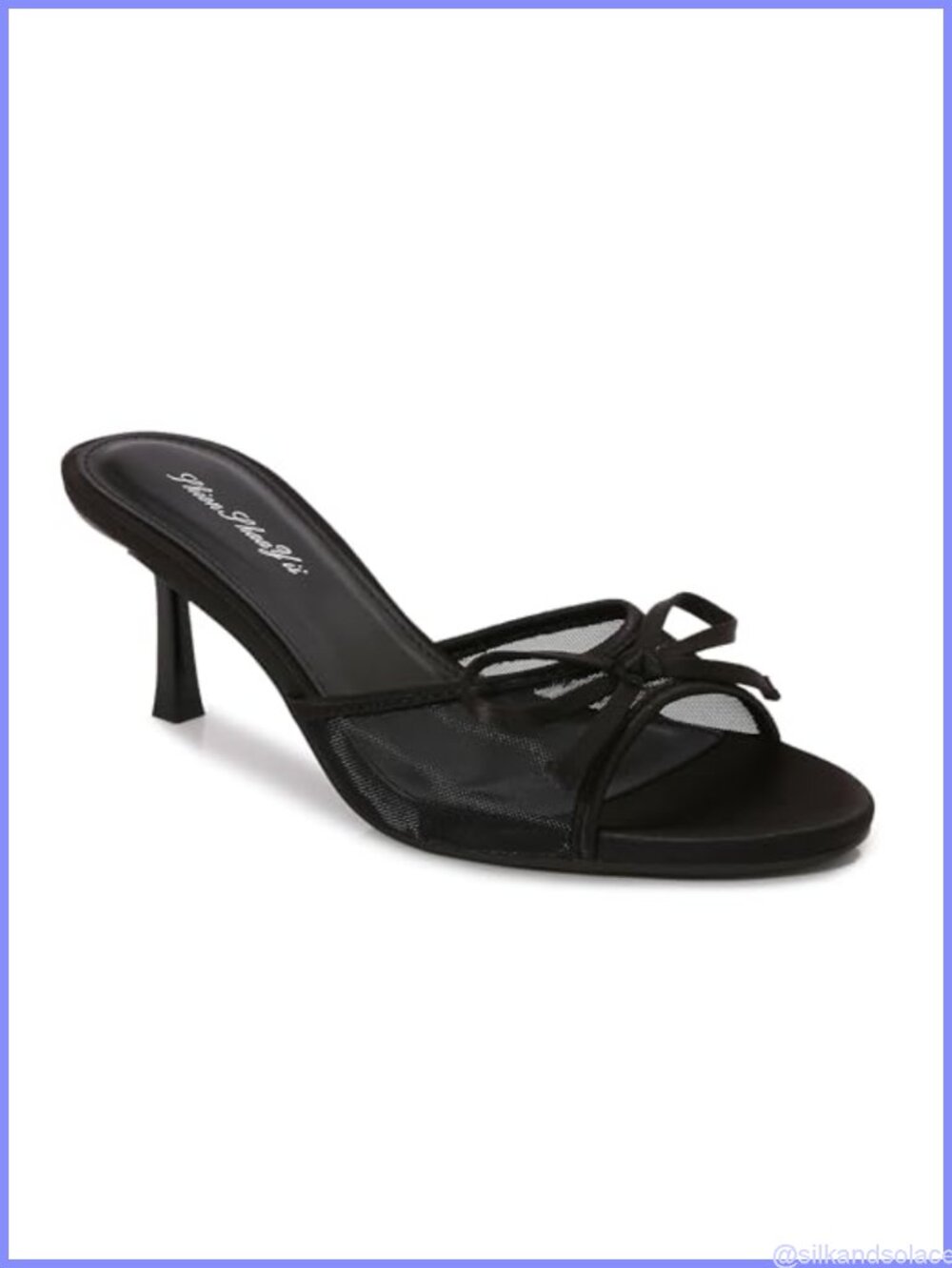 Vintage Kitten Heel Mules Slip On Backless Heeled Sandals Bow Round Toe Party
